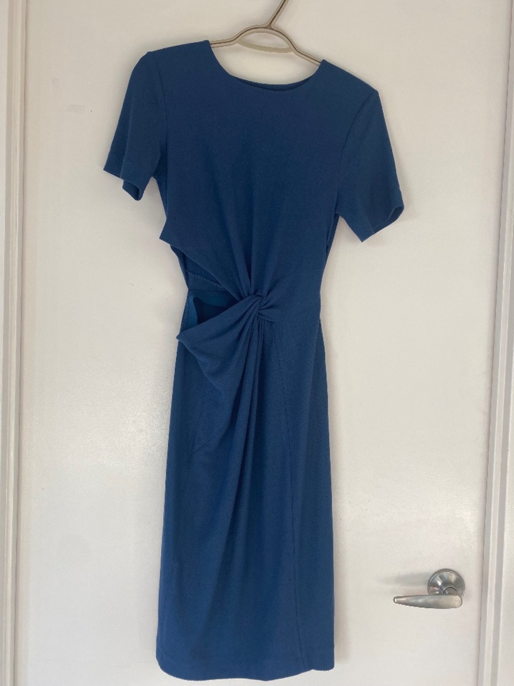 Babaton Dresses | Babaton Aritzia Navy Cut-Out Knot Waist Midi Dress Size 4